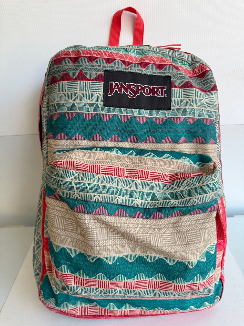 VINTAGE Jansport Digibreak Backpack MALT TAN BOHO STRIPE SOUTHWEST BOOK BAG PACK